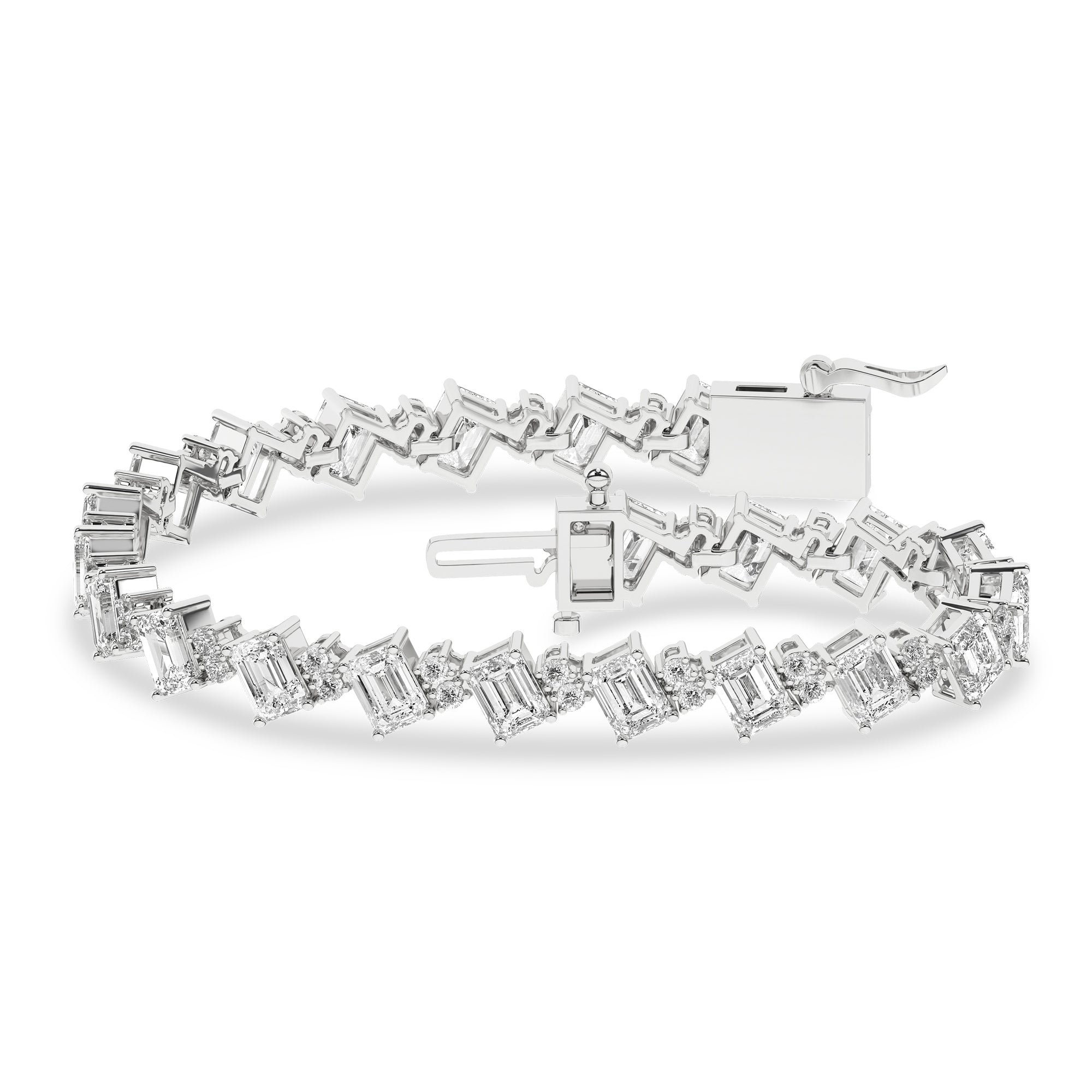 Angled Tennis Bracelet (Emerald/Round)