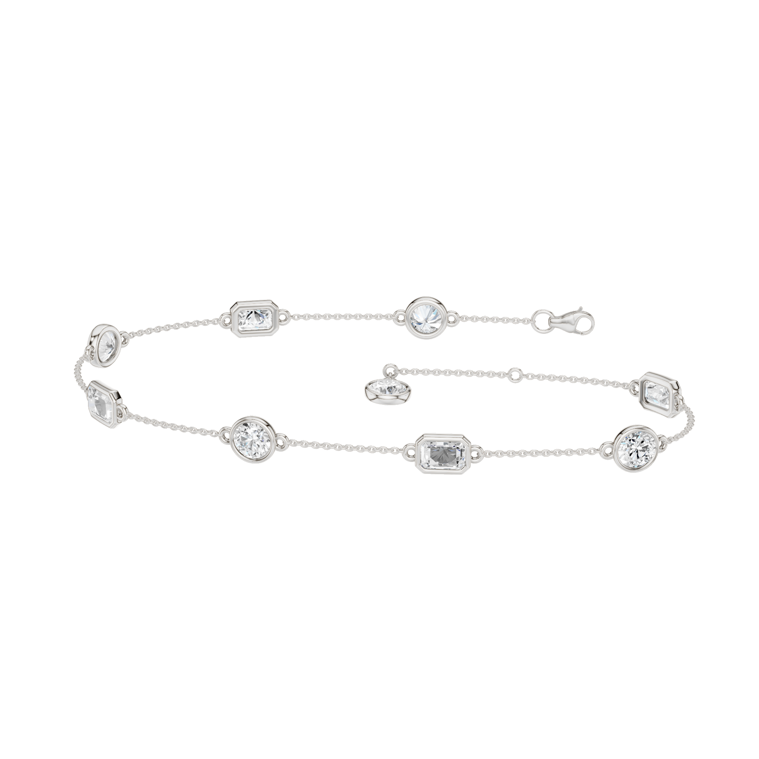 Station Bezel-set Bracelet(Round+Emerald)