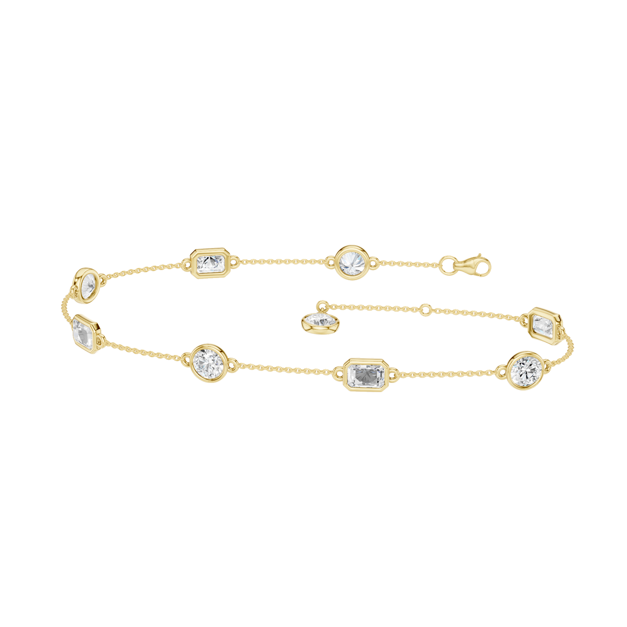 Station Bezel-set Bracelet(Round+Emerald)