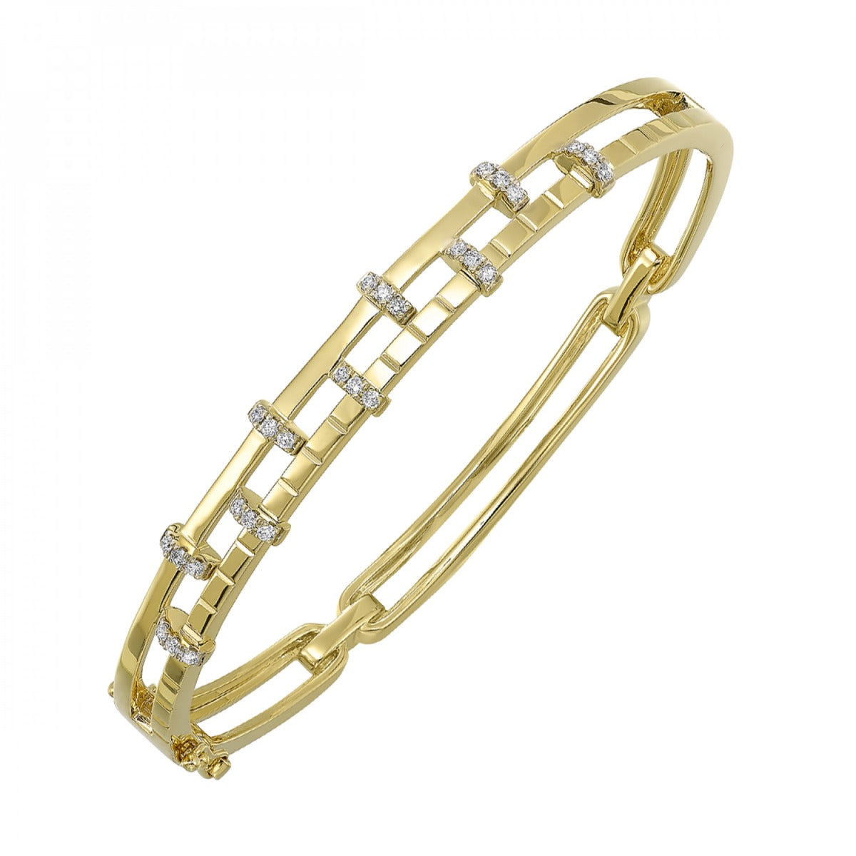 14K Yellow Gold 1/3 CTW Diamond Geometric Bangle Bracelet