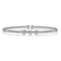 14K White Gold Bujukan Bead and Hexagon Cluster Diamond Bangle