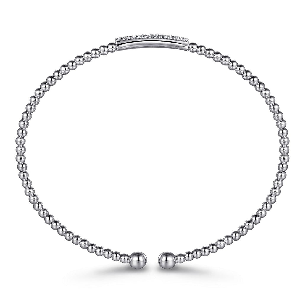 14K White Gold Bujukan Bead Bangle with Diamonds