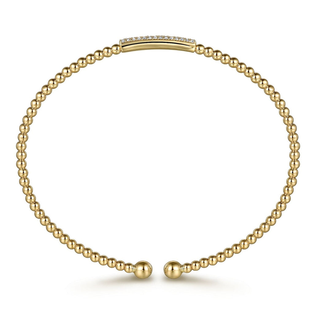 14K Yellow Gold Bujukan Bead Bangle with Diamonds