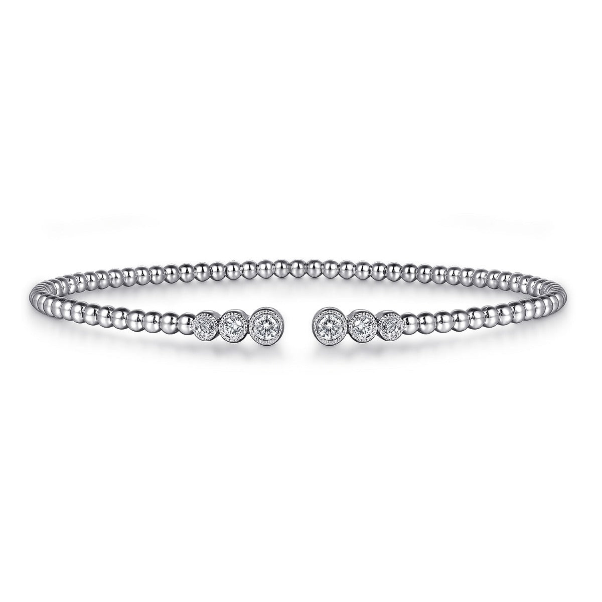 14K White Gold Bujukan Diamonds Split Bangle