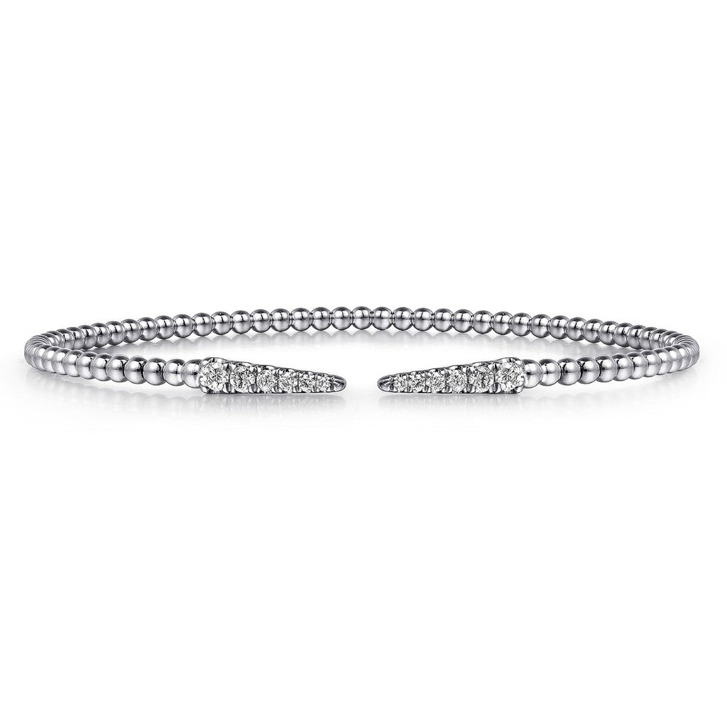 14K White Gold Bujukan Diamond Spikes Split Bangle
