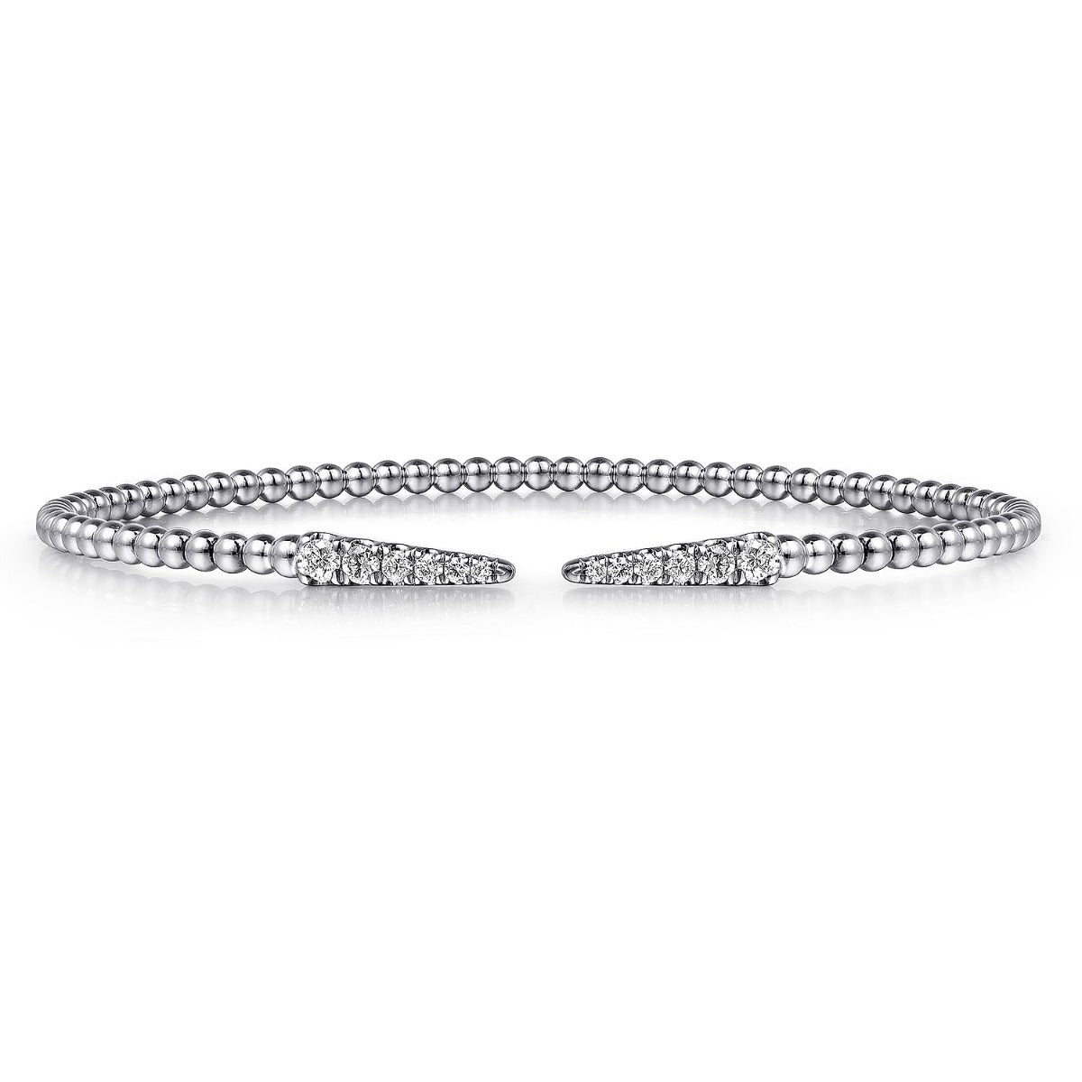 14K White Gold Bujukan Diamond Spikes Split Bangle