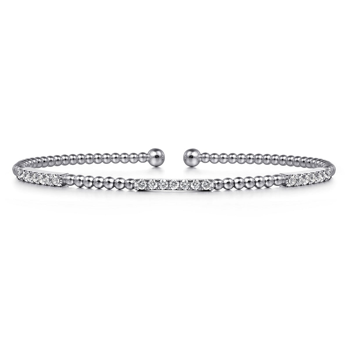 14K White Gold Bujukan Diamond Stations Bangle