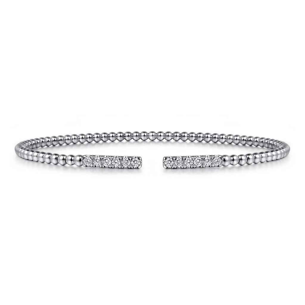 14K White Gold Bujukan Diamond Bars Bangle