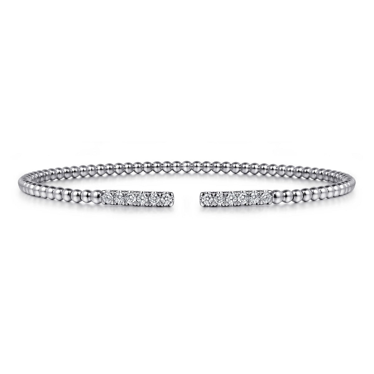 14K White Gold Bujukan Diamond Bars Bangle