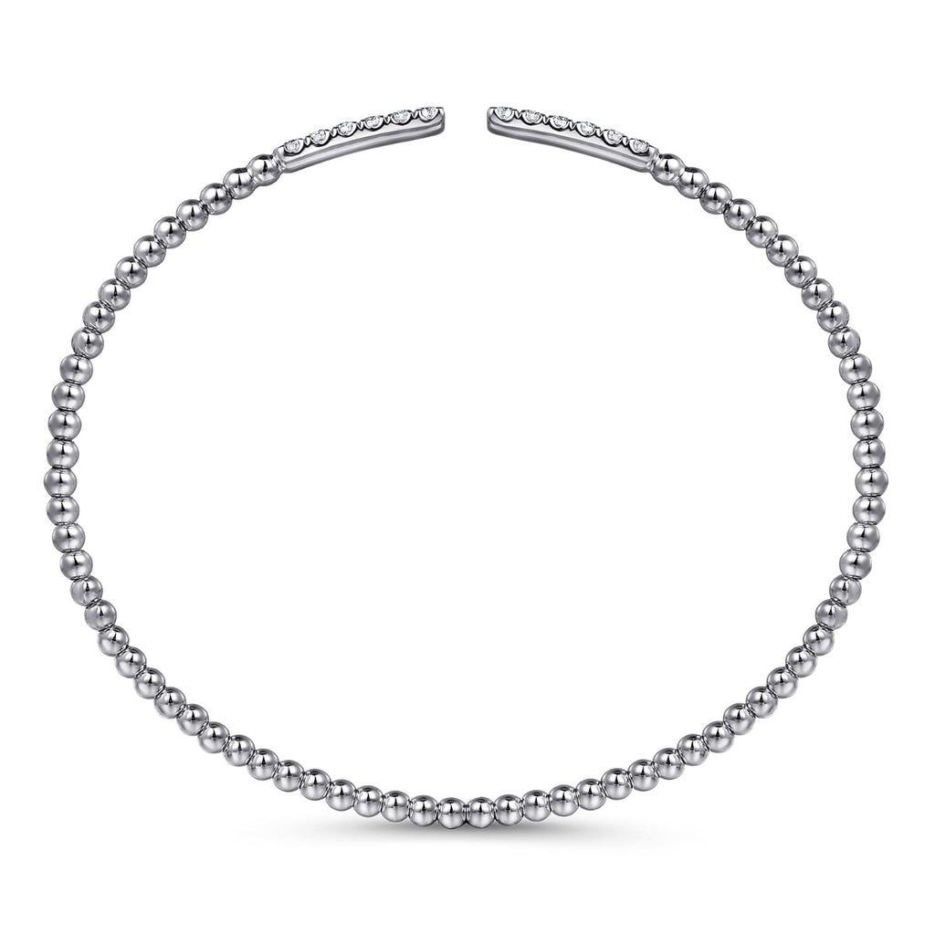 14K White Gold Bujukan Diamond Bars Bangle