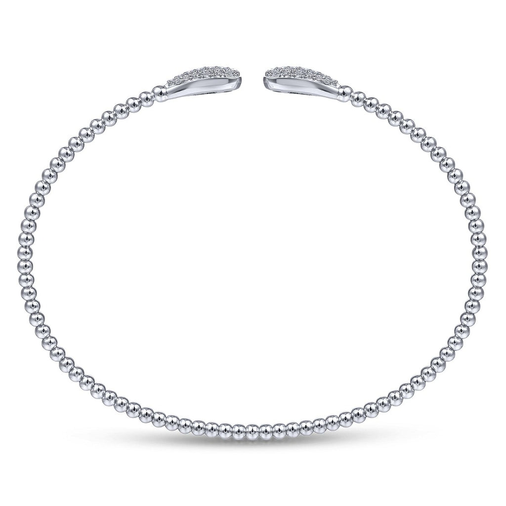 14K White Gold Bujukan Diamond Teardrops Bangle