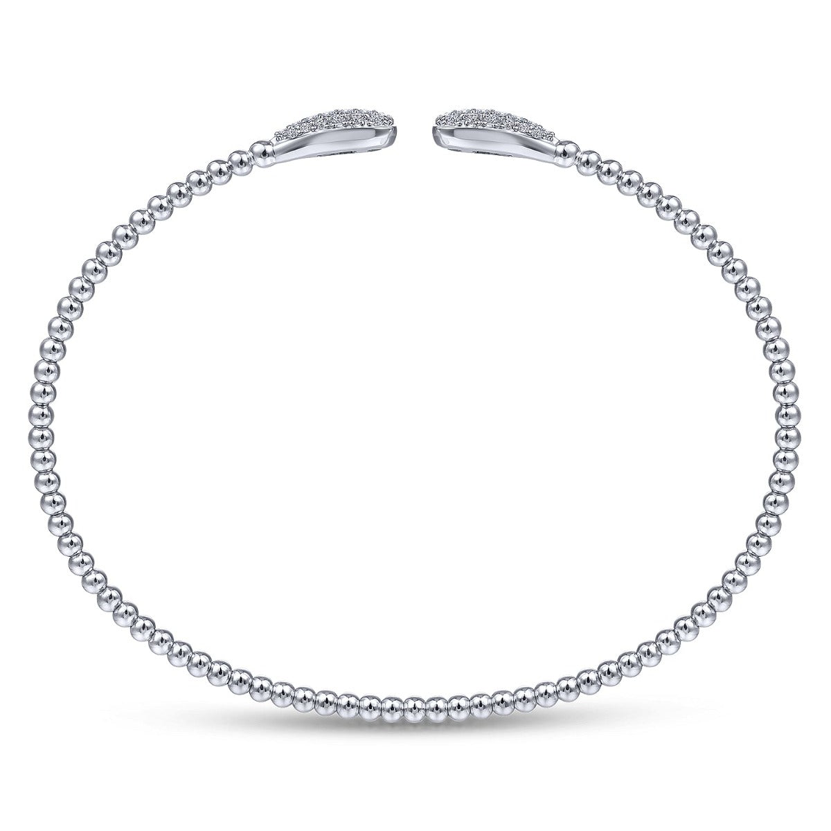 14K White Gold Bujukan Diamond Teardrops Bangle