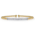 14K Yellow Gold Bujukan Diamond Bar Split Bangle