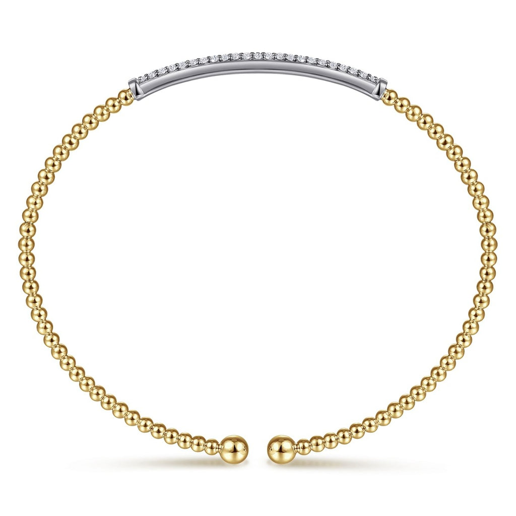 14K Yellow Gold Bujukan Diamond Bar Split Bangle