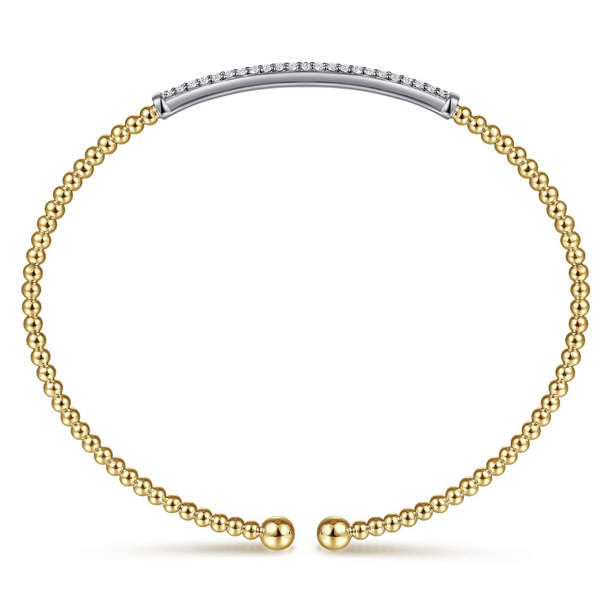 14K Yellow Gold Bujukan Diamond Bar Split Bangle