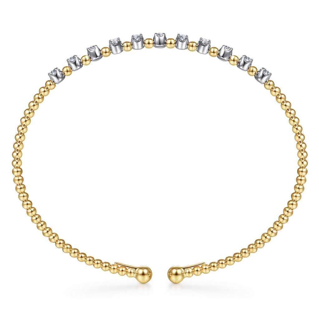14K White-Yellow Gold Bujukan Diamond Split Bangle
