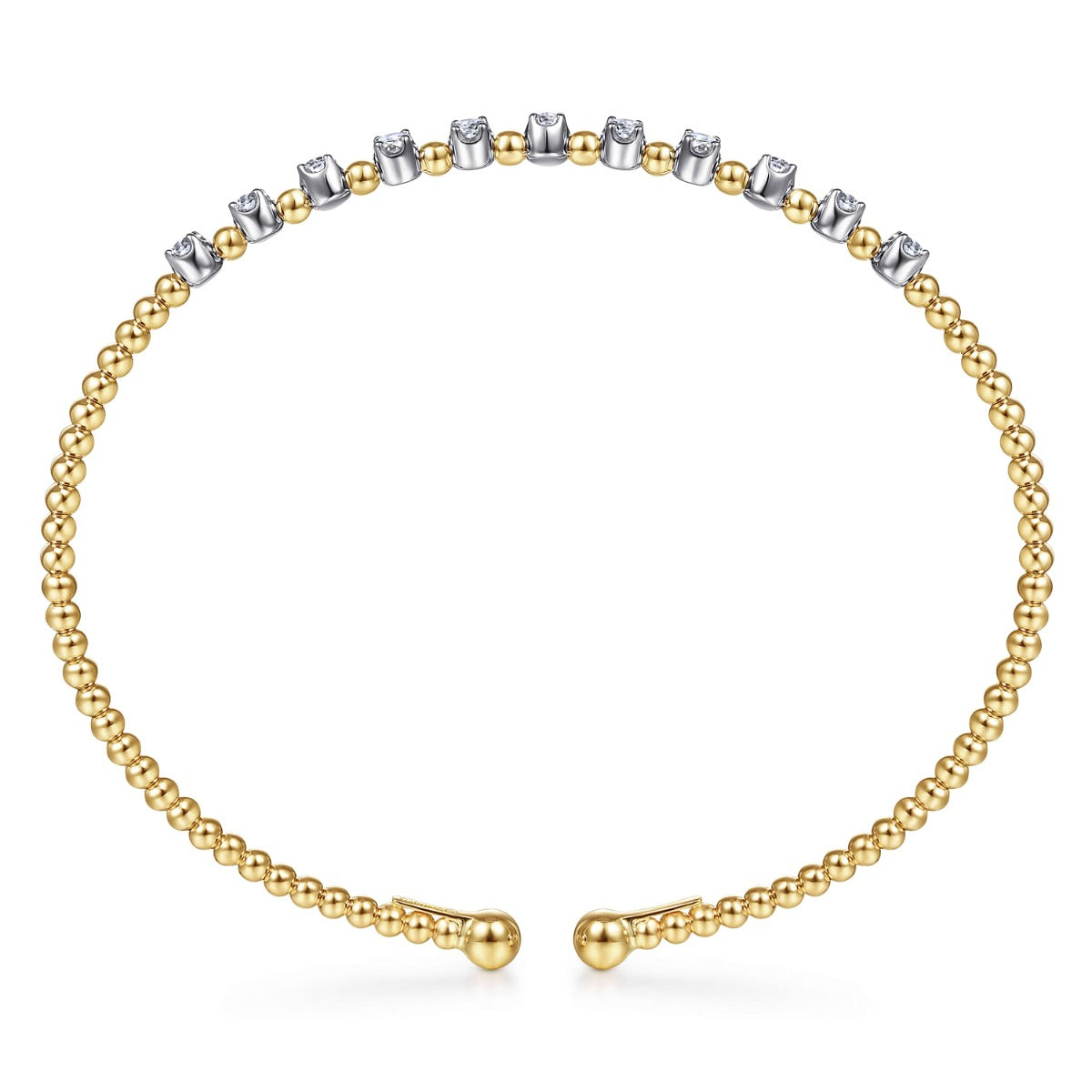 14K White-Yellow Gold Bujukan Diamond Split Bangle