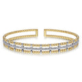 14K Yellow and White Gold Bujukan Diamond Cuff Bangle
