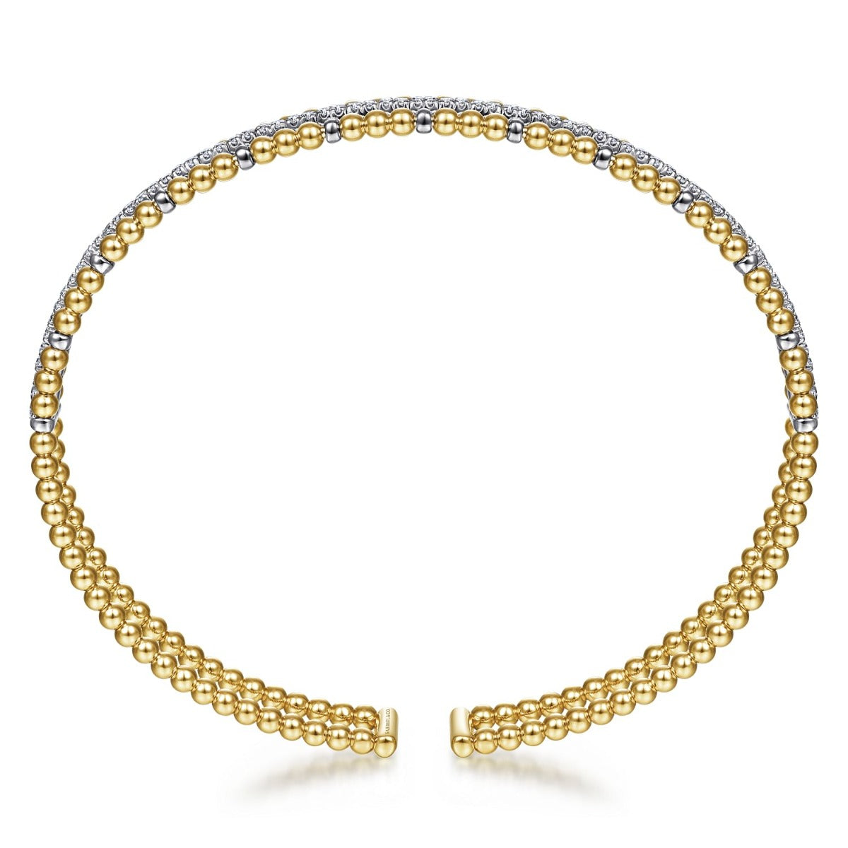 14K Yellow and White Gold Bujukan Diamond Cuff Bangle
