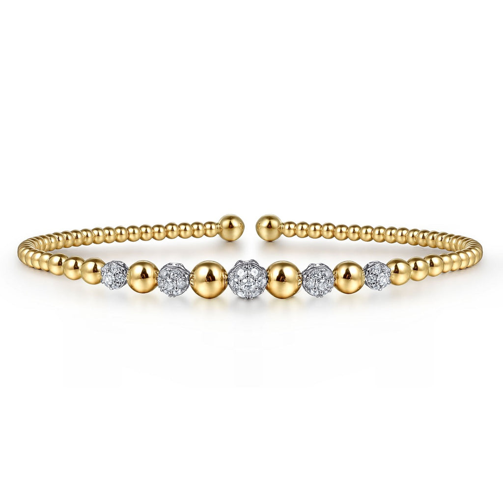 14K Yellow-White Gold Bujukan Diamond Stations Bangle