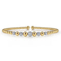 14K Yellow-White Gold Bujukan Diamond Stations Bangle