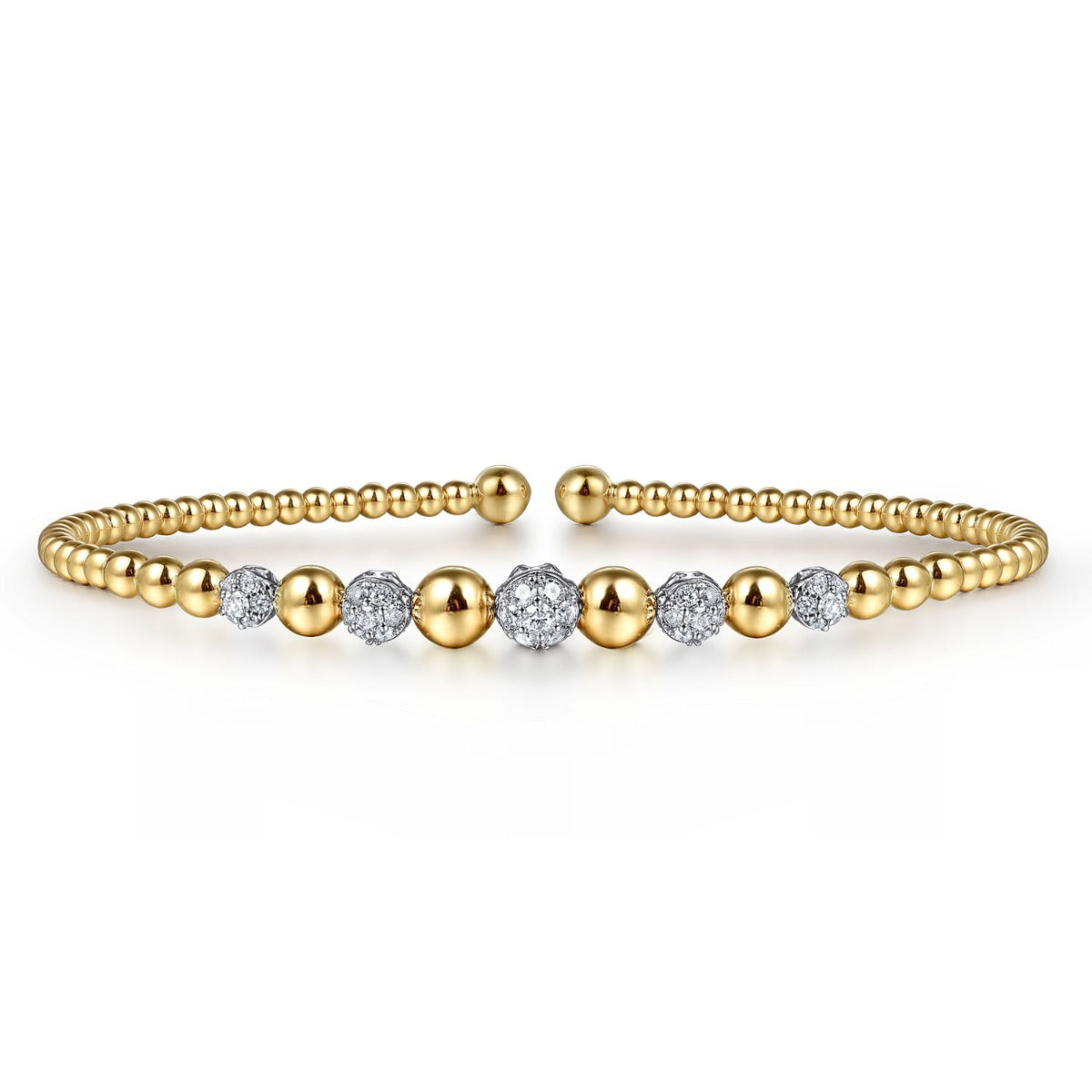 14K Yellow-White Gold Bujukan Diamond Stations Bangle