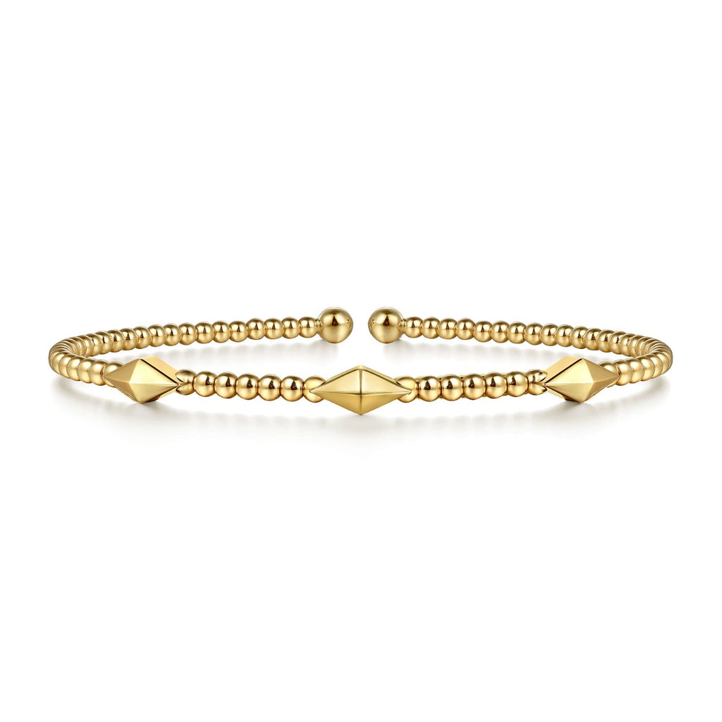 14K Yellow Gold Bujukan Pyramid Stations Bangle