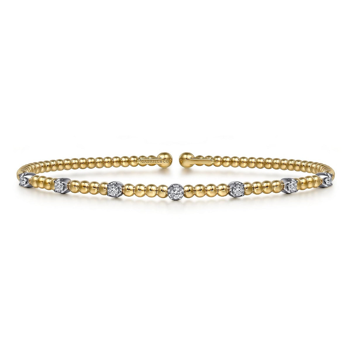 14K White-Yellow Gold Bujukan Diamond Stations Bangle