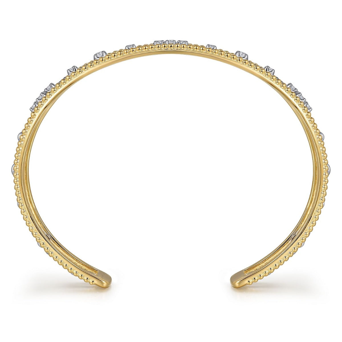 14K White and Yellow Gold Diamond Bujukan Cuff Bangle