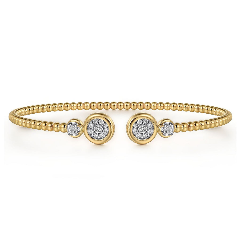 14K White and Yellow Gold Diamond Bujukan Bangle