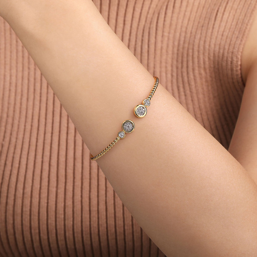 14K White and Yellow Gold Diamond Bujukan Bangle