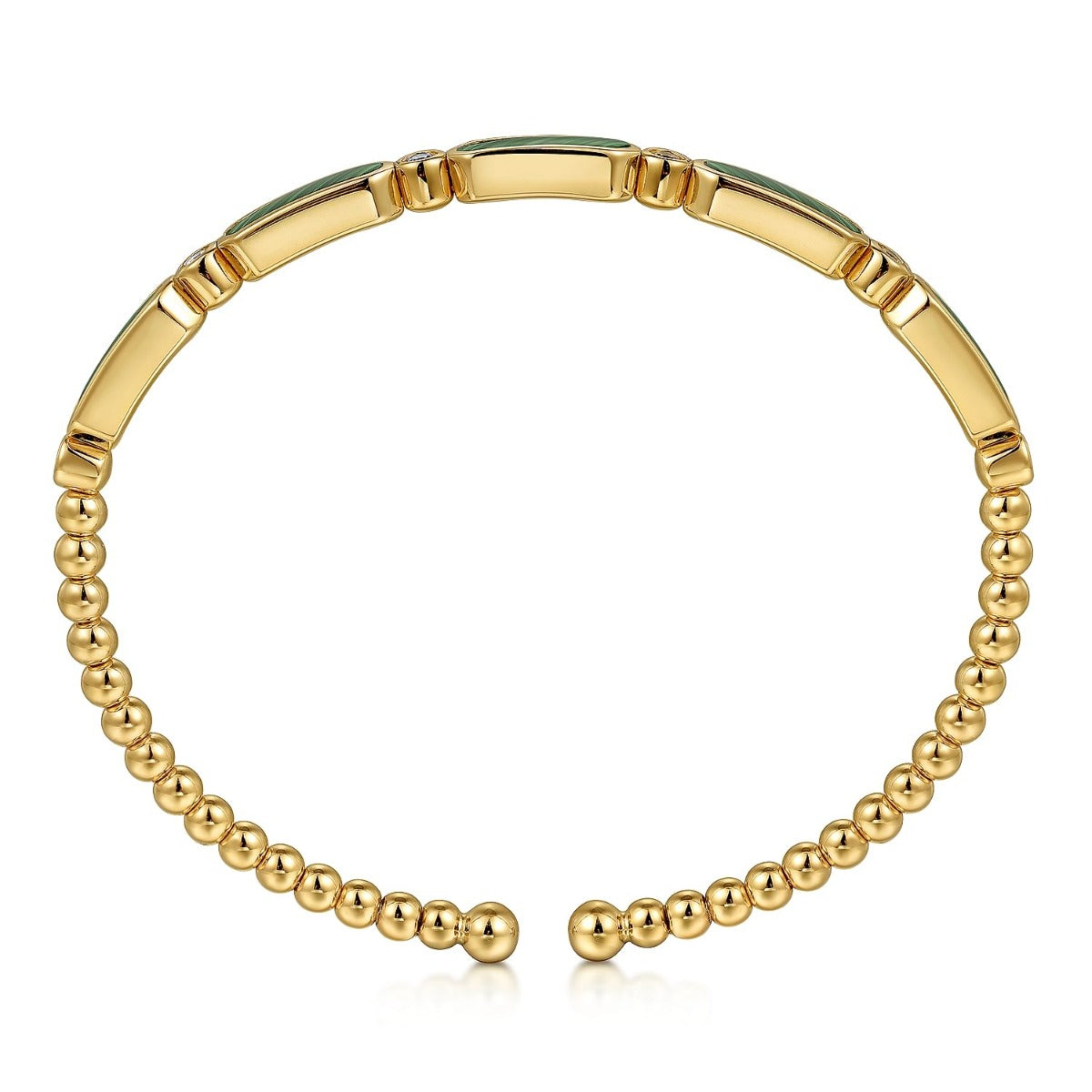 14K Yellow Gold Diamond and Malachite Bujukan Bangle