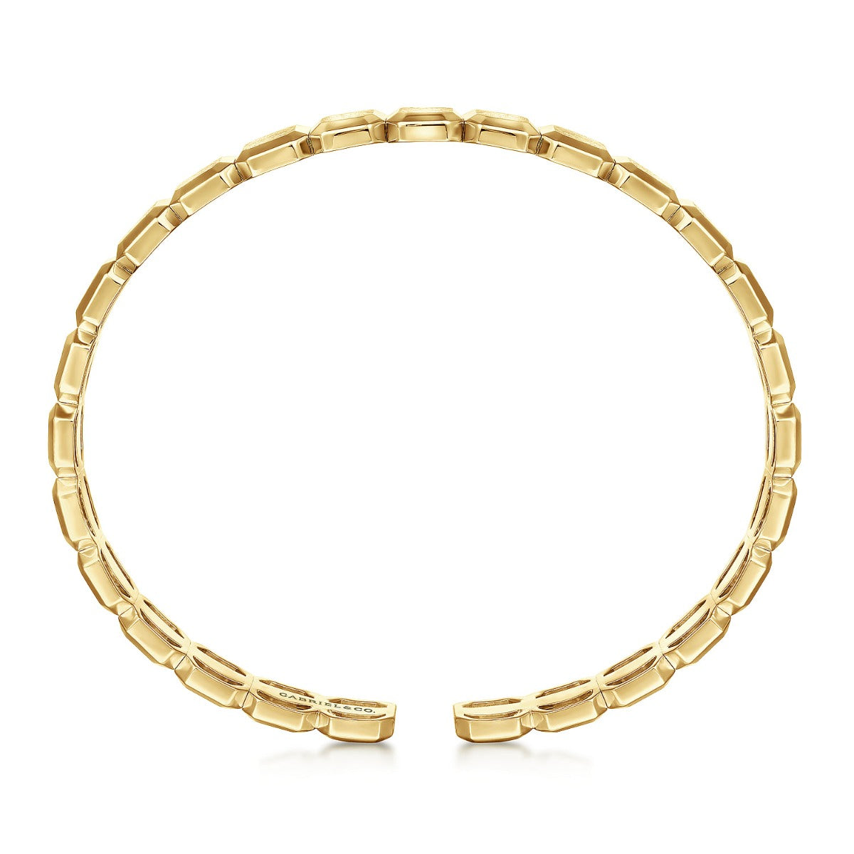 14K Yellow Gold Open Cuff Hexagon Bangle