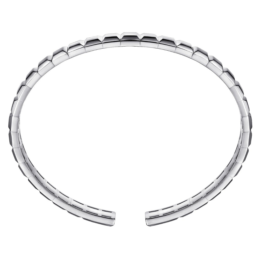 Sterling Silver Open Cuff Angular Cuts Square Bangle