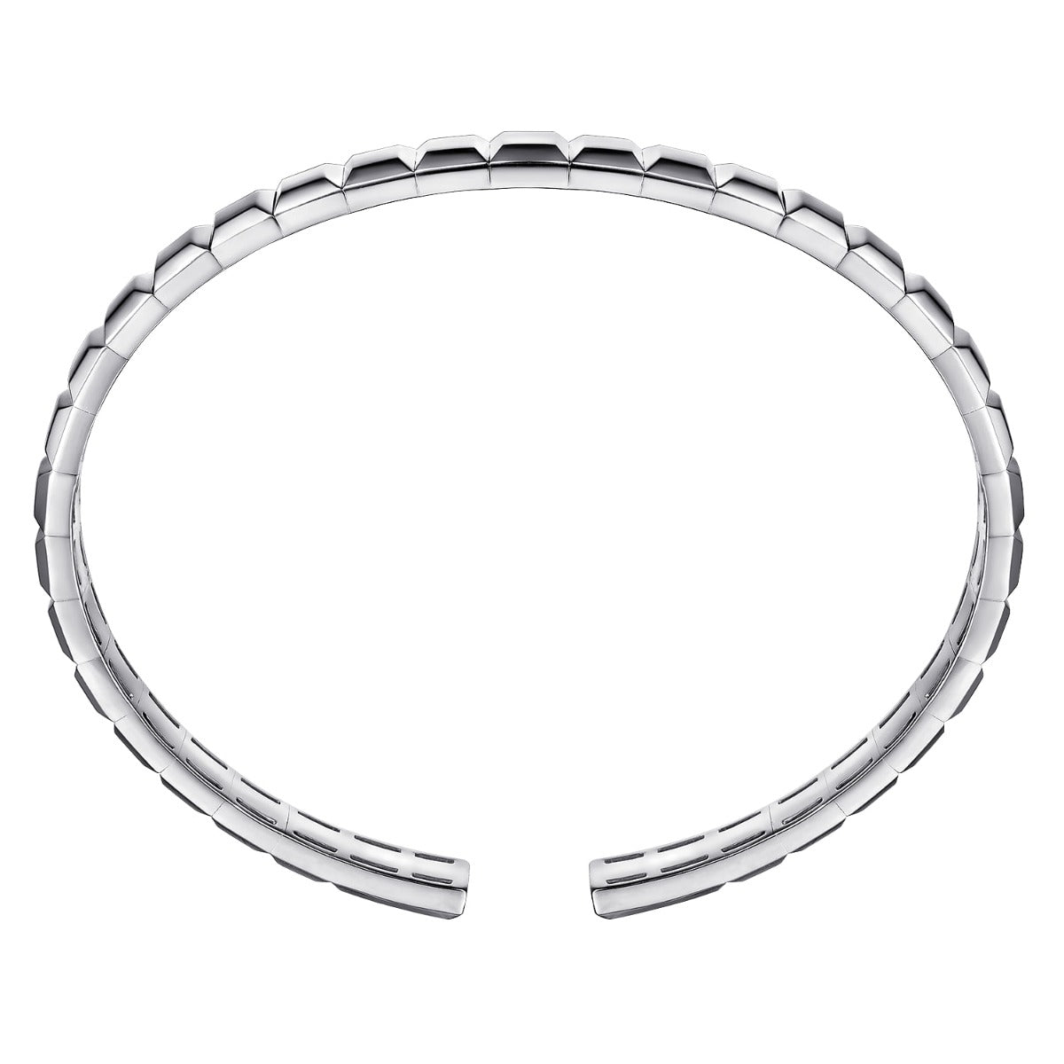 Sterling Silver Open Cuff Angular Cuts Square Bangle