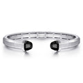 925 Sterling Silver Open Cuff Bracelet with Black Onyx