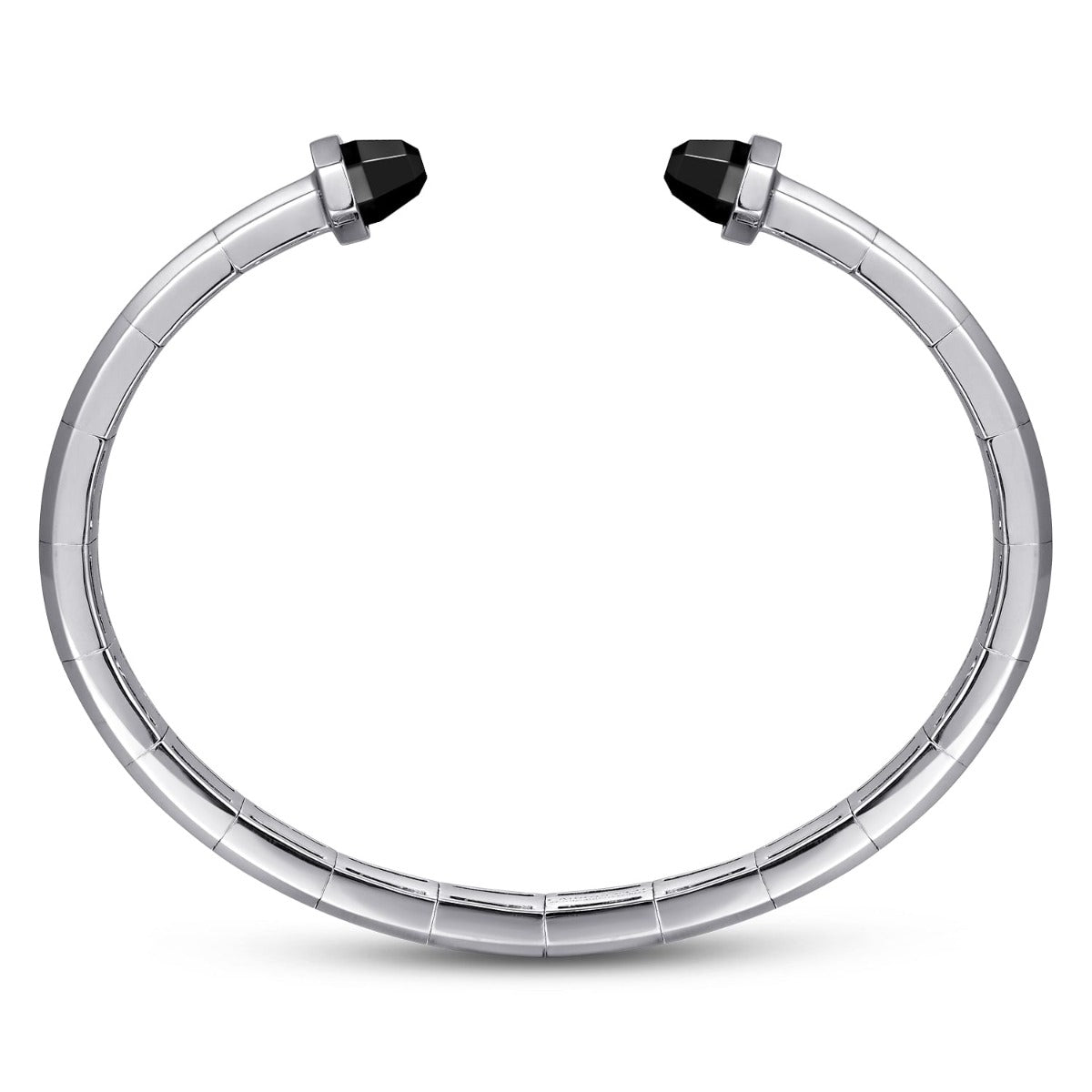 925 Sterling Silver Open Cuff Bracelet with Black Onyx