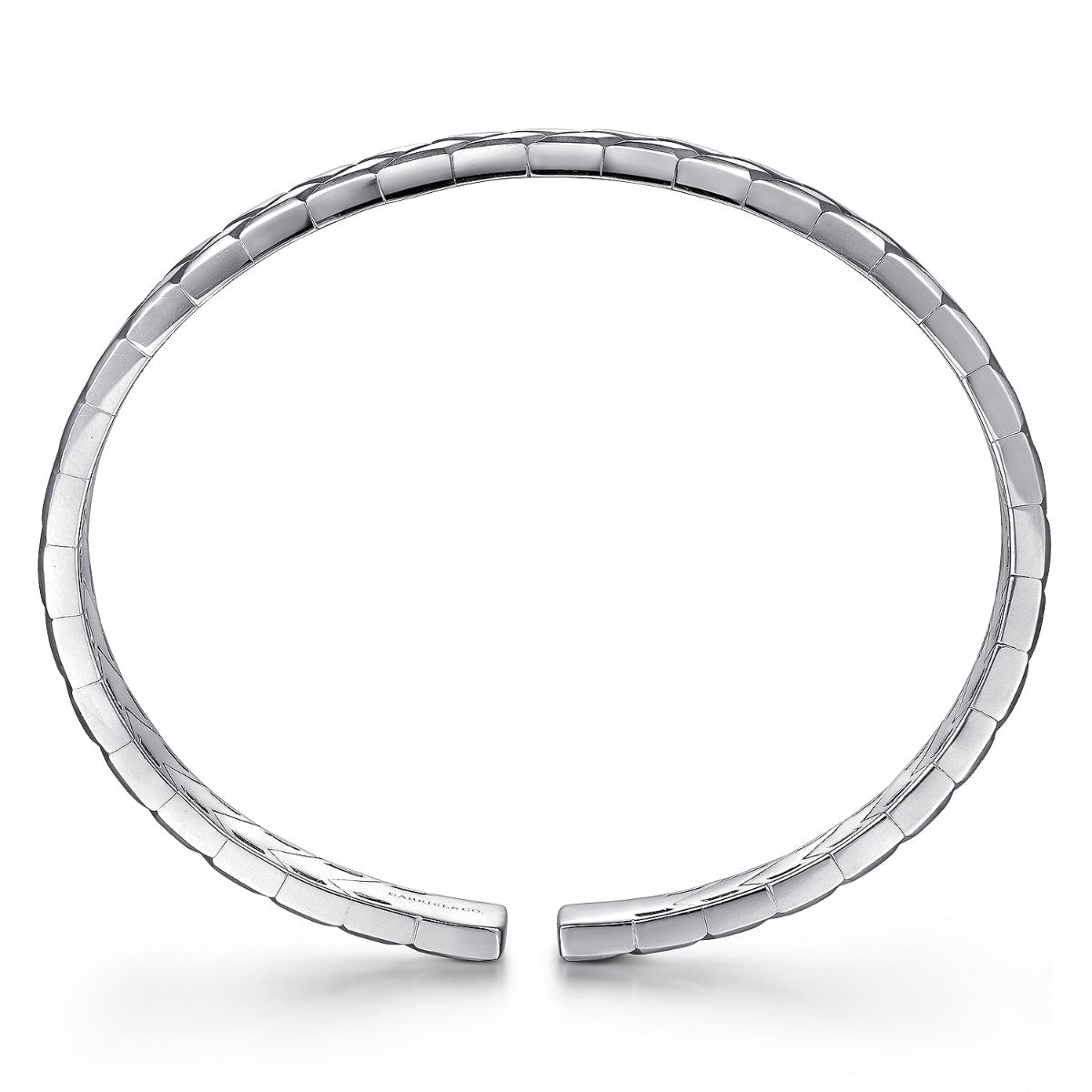 925 Sterling Silver Open Herringbone Cuff Bangle