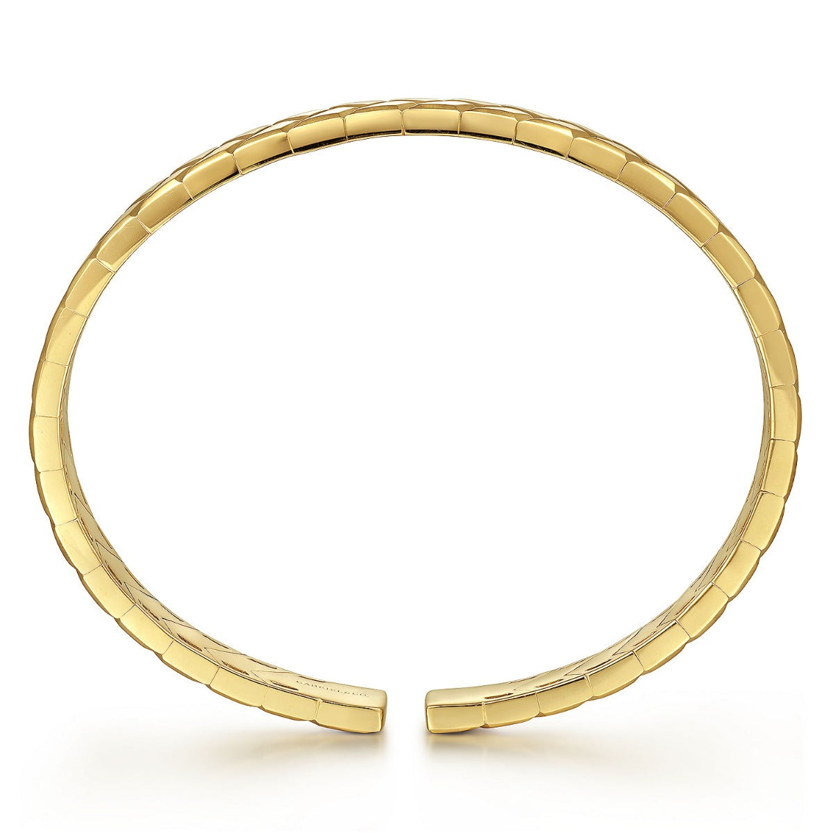14K Yellow Gold Open Herringbone Cuff Bangle