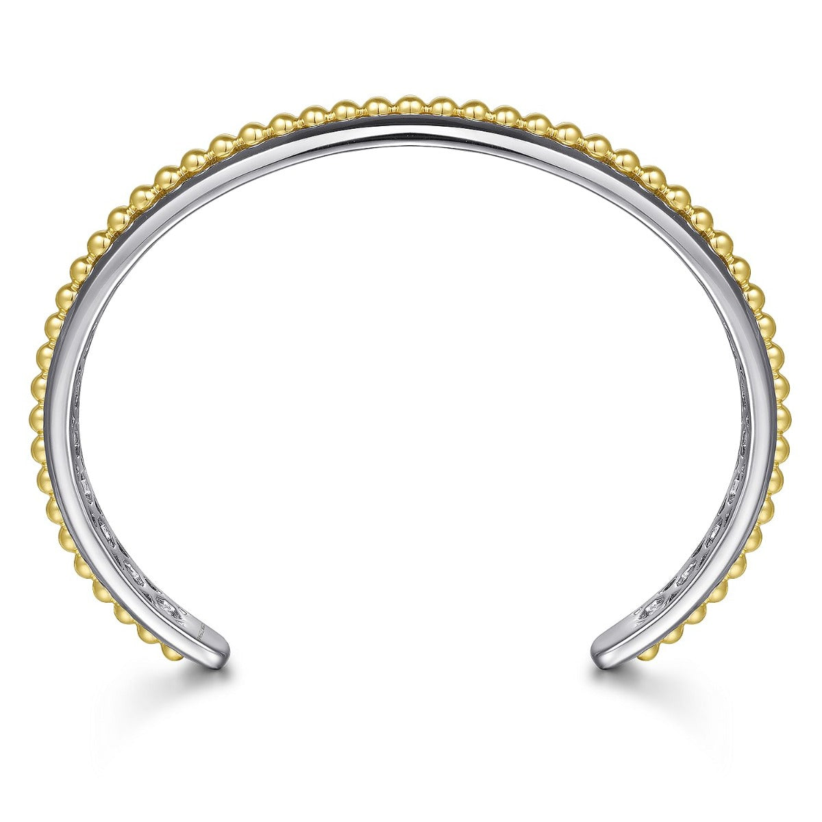 Sterling Silver Open Cuff Bracelet with 14K Yellow Gold Beads