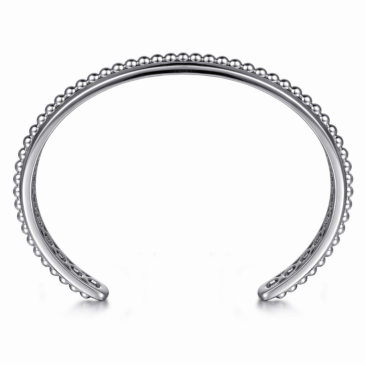 925 Sterling Silver Open Cuff Bracelet with Beaded Inlay