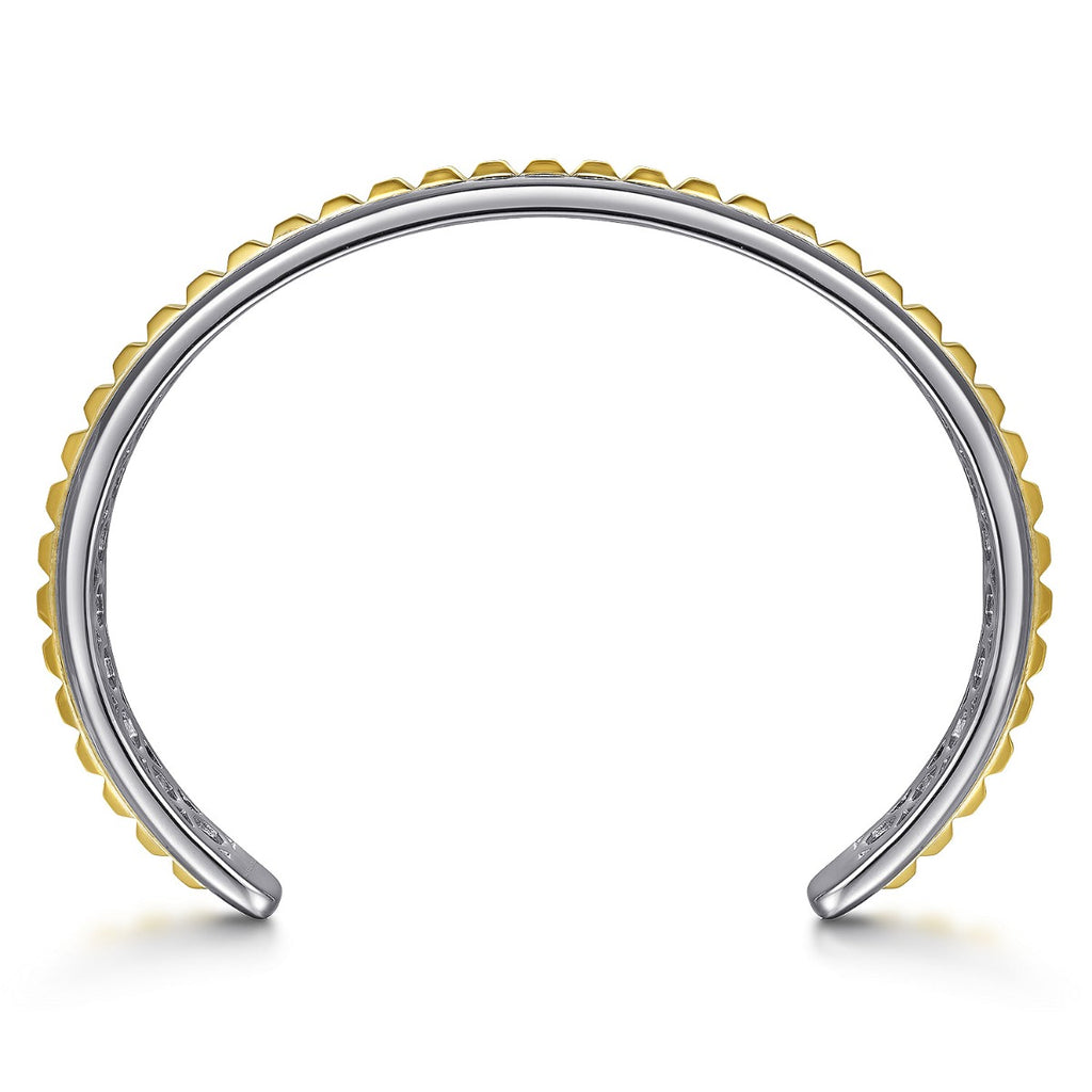 Sterling Silver Open Cuff Bracelet with 14K Yellow Gold Grommets