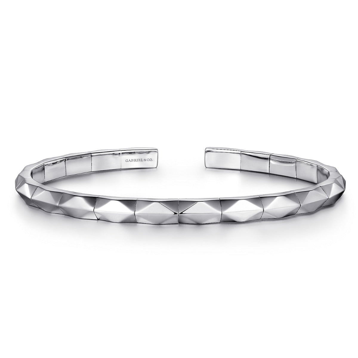 925 Sterling Silver Faceted Open Cuff Bracelet