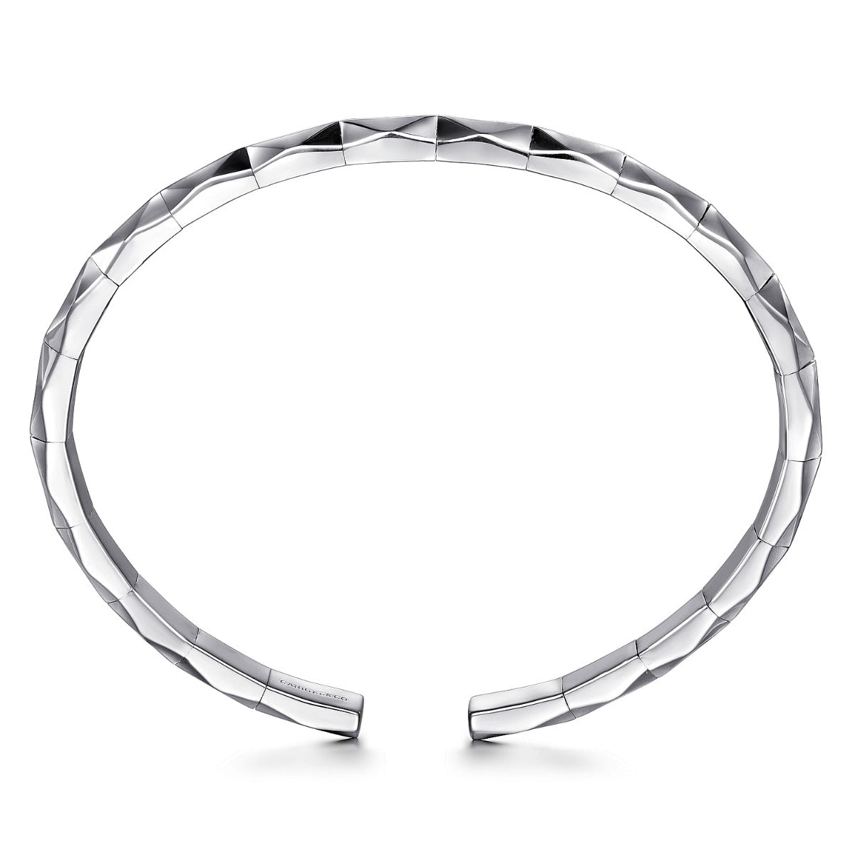 925 Sterling Silver Faceted Open Cuff Bracelet