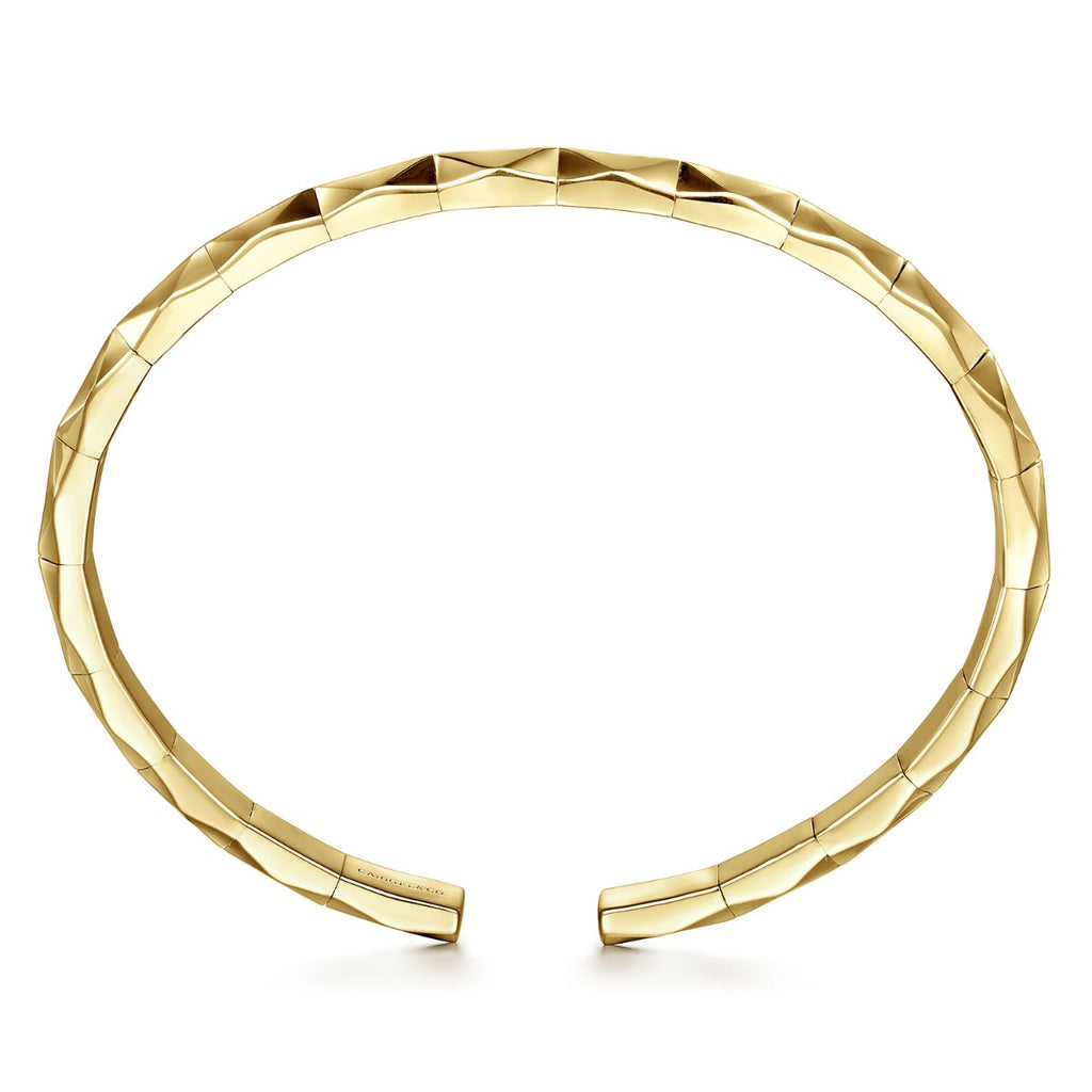 14K Yellow Gold Faceted Open Cuff Bracelet