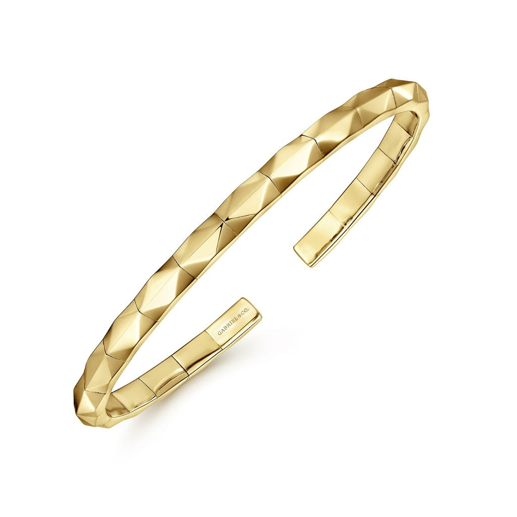 14K Yellow Gold Faceted Open Cuff Bracelet