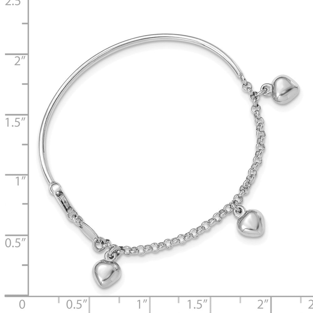 Giggles Drift 14k White Gold Polished Dangle Heart Baby Bracelet