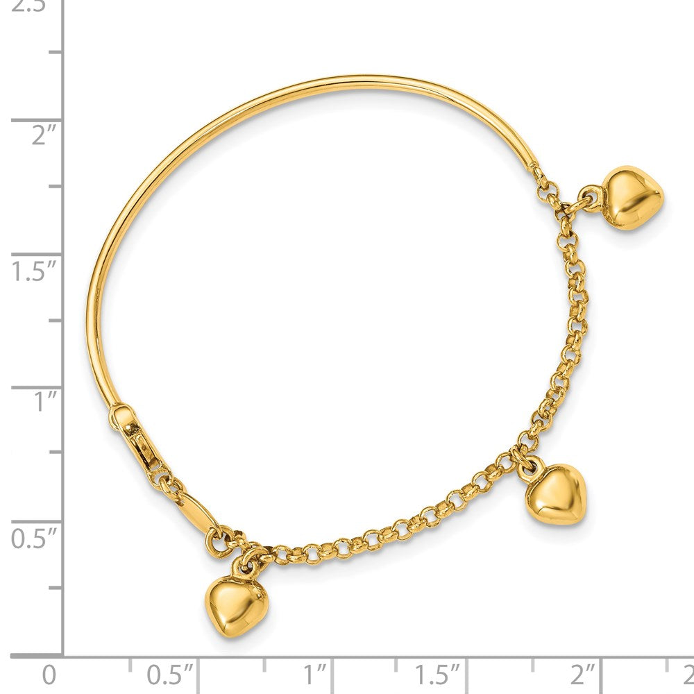 Star Puff 14k Polished Dangle Heart Baby Bracelet