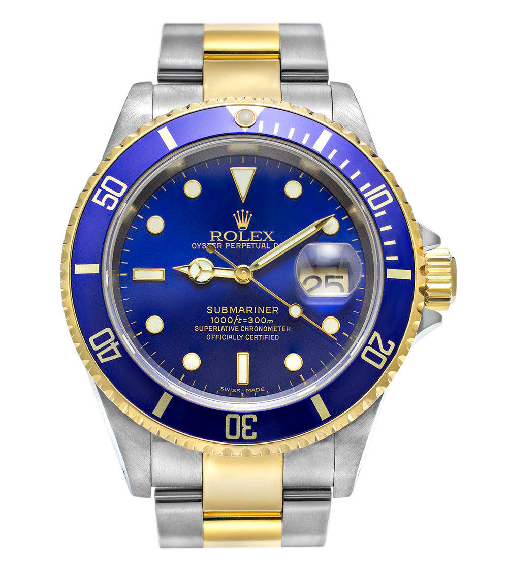 Pre-Owned Rolex Steel and Gold Submariner Date Watch - Blue Bezel - Blue Dial