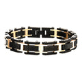 Black Pebble Design with Rose Gold Plated Link Bracelet 